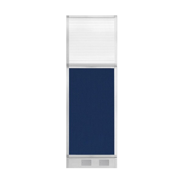 Versare Hush Panel Cubicle Partition 2' x 6' Navy Blue Fabric Clear Fluted Window w/ Cable Channel 1856203-1 - main